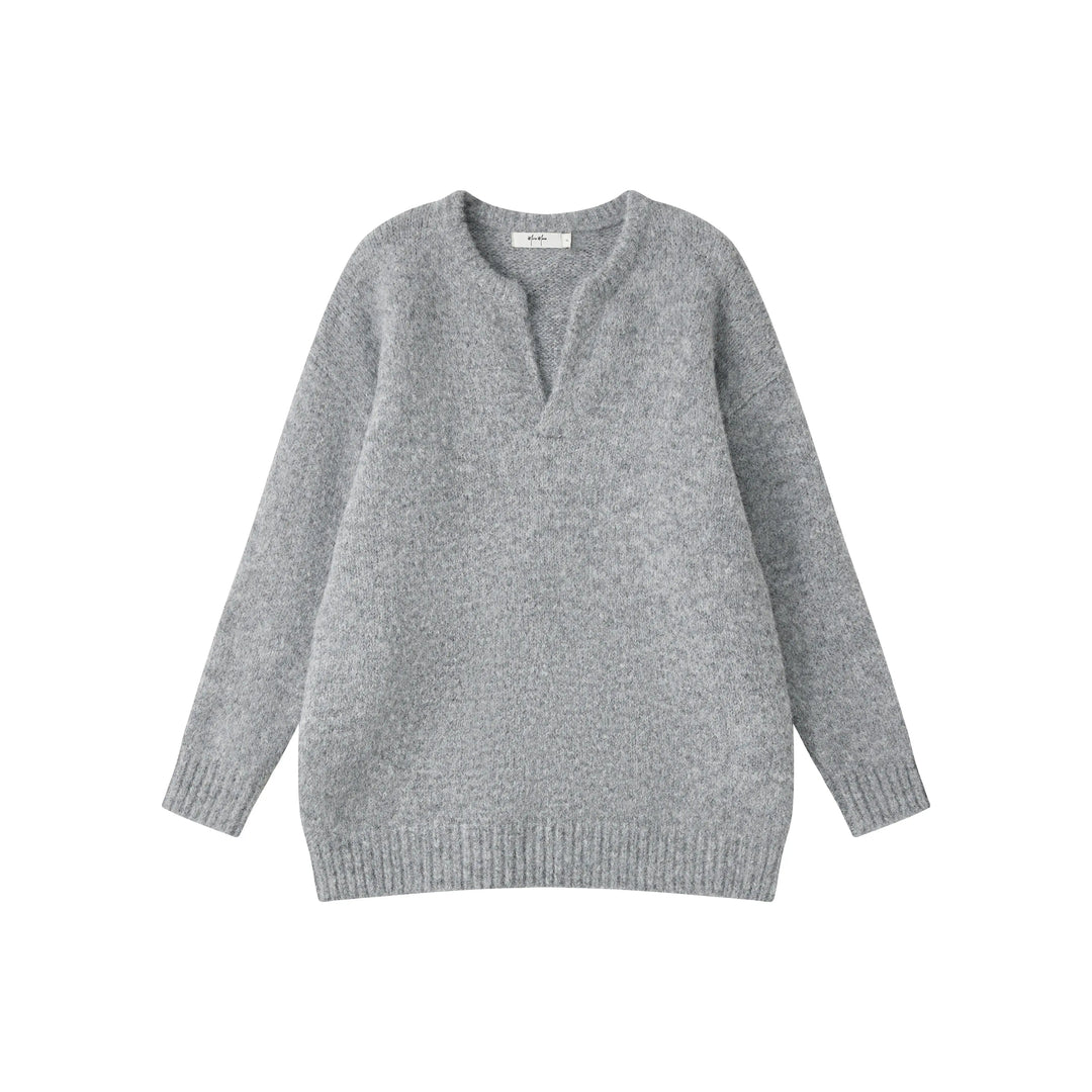 An image of a 5934Q Notched V-Neck Sweater by Mirra Masa