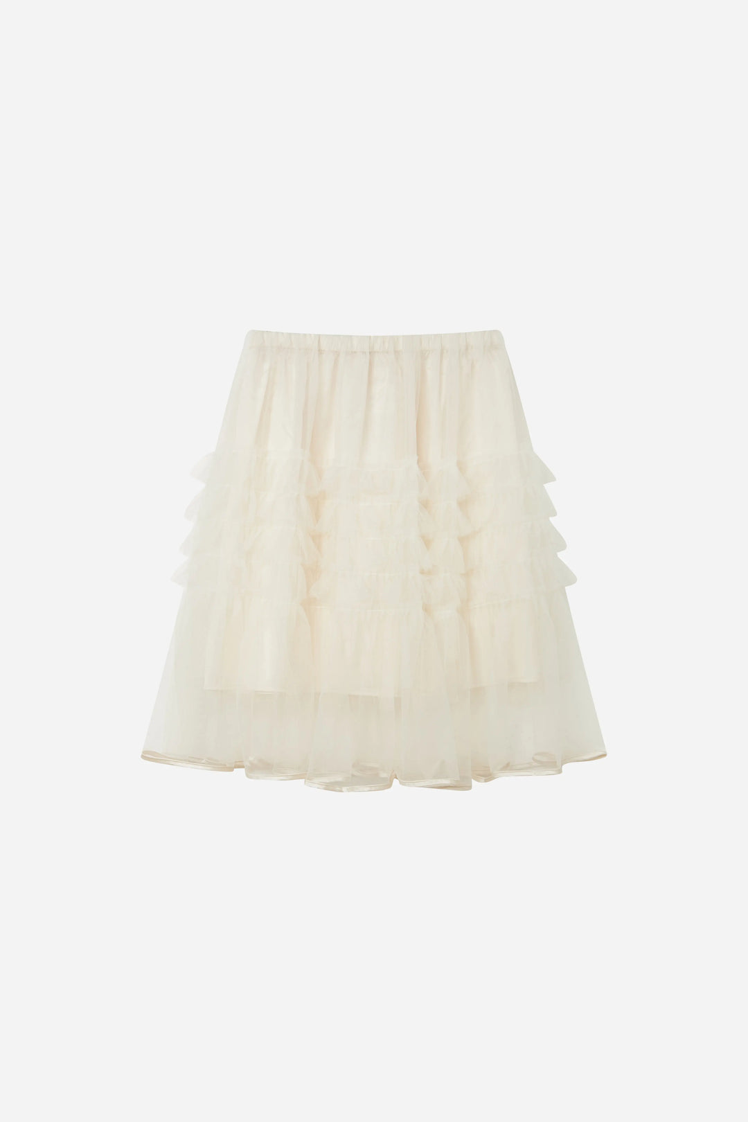 An image of a   10206 Layered Tulle Ruffle Midi Skirt by  Mirra Masa