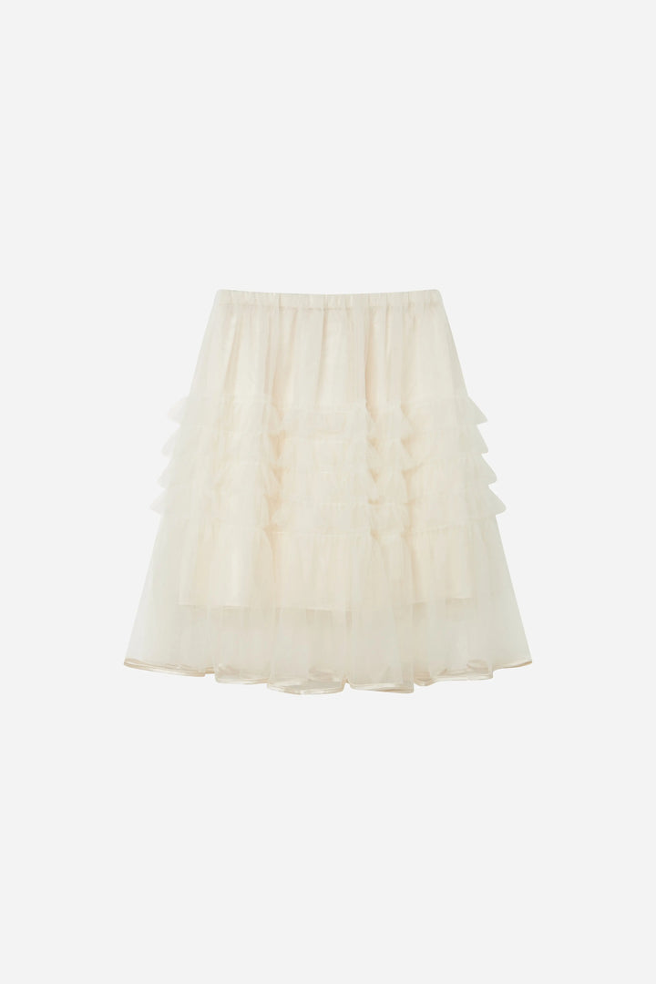 An image of a   10206 Layered Tulle Ruffle Midi Skirt by  Mirra Masa