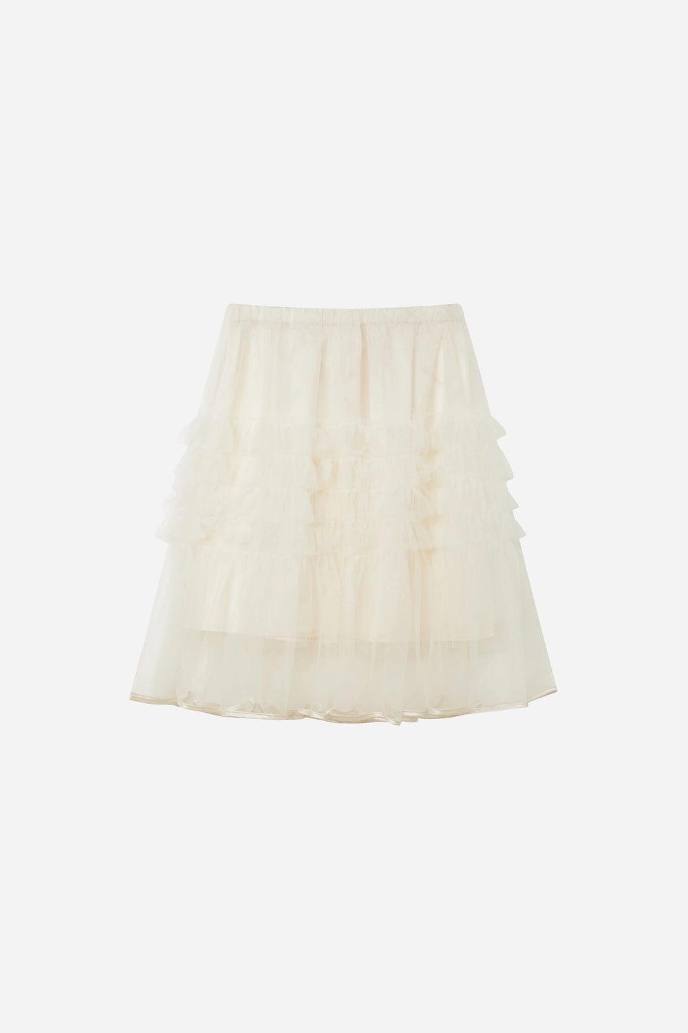 An image of a   10206 Layered Tulle Ruffle Midi Skirt by  Mirra Masa