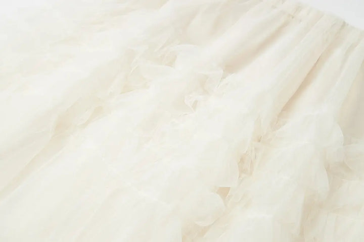 An image of a   10206 Layered Tulle Ruffle Midi Skirt by  Mirra Masa