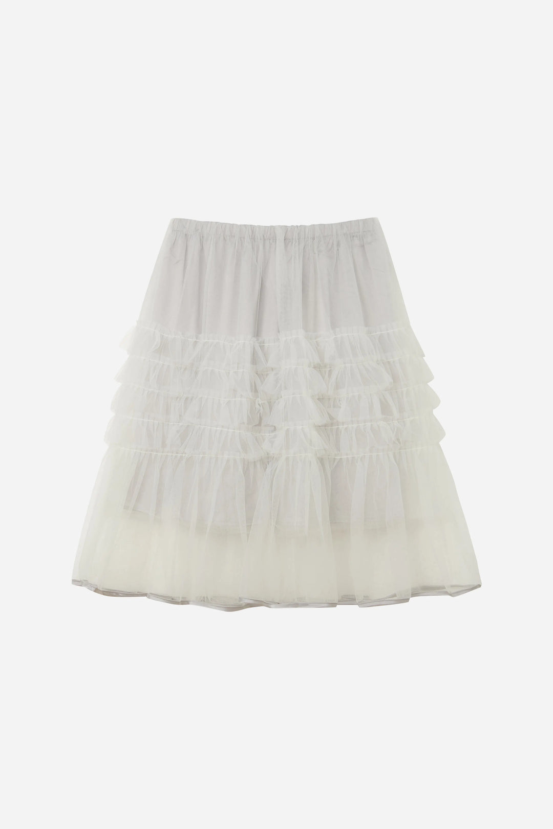 An image of a   10206 Layered Tulle Ruffle Midi Skirt by  Mirra Masa