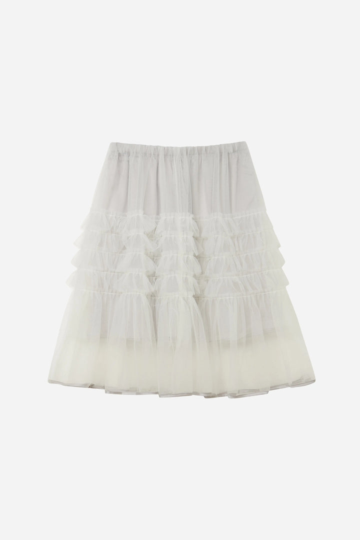 An image of a   10206 Layered Tulle Ruffle Midi Skirt by  Mirra Masa
