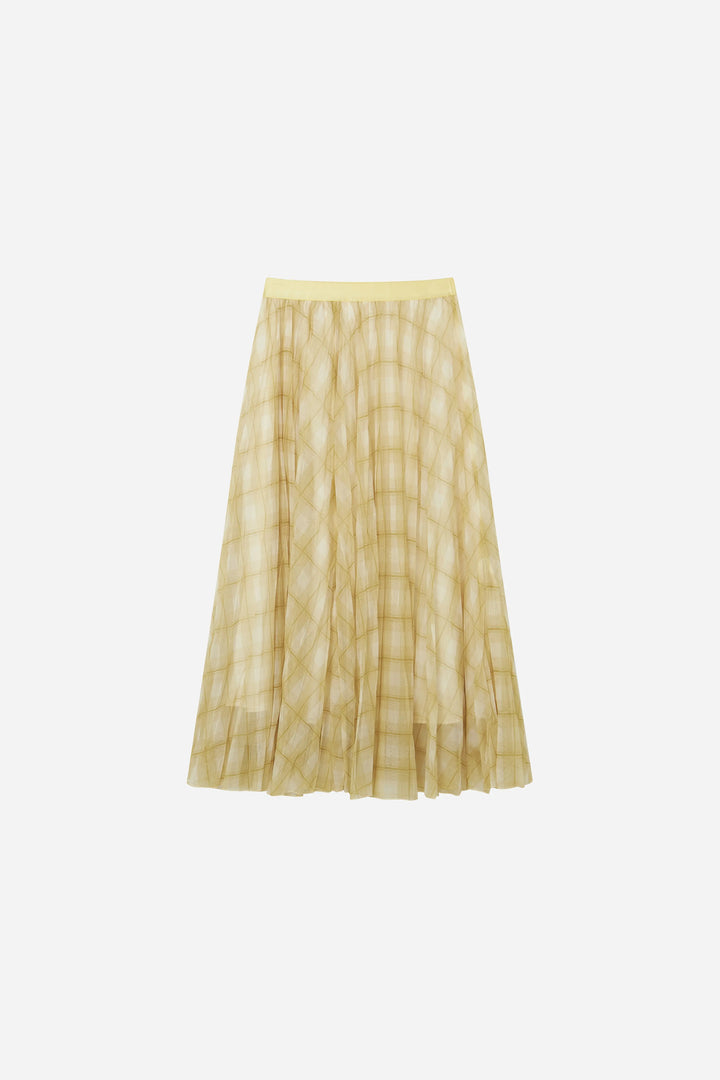 An image of a   10276 Checkered Pleated Skirt by  Mirra Masa