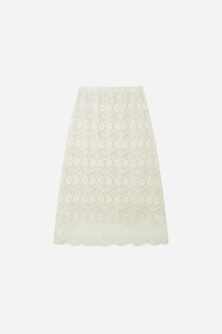 An image of a   10516 Scalloped Lace Midi Skirt by  Mirra Masa