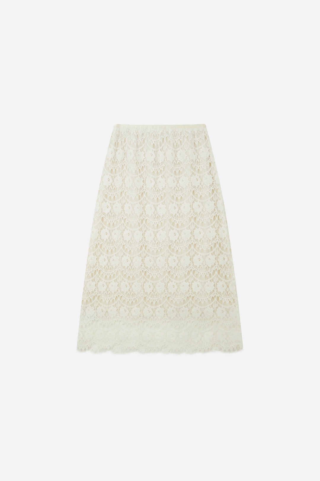 An image of a   10516 Scalloped Lace Midi Skirt by  Mirra Masa
