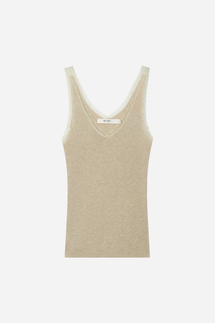 An image of a   10696 Lace-Trim V-Neck Camisole by  Mirra Masa