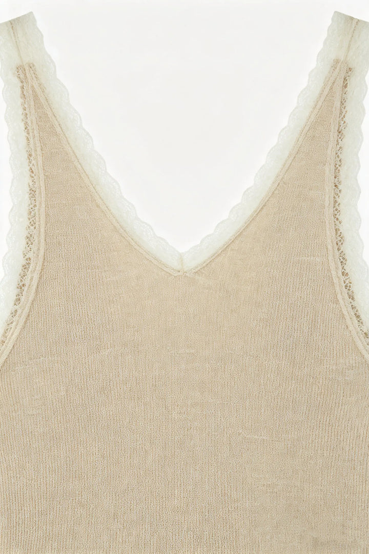 An image of a   10696 Lace-Trim V-Neck Camisole by  Mirra Masa