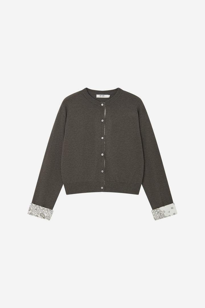 An image of a   11010 Contrast Cuff Cardigan by  Mirra Masa