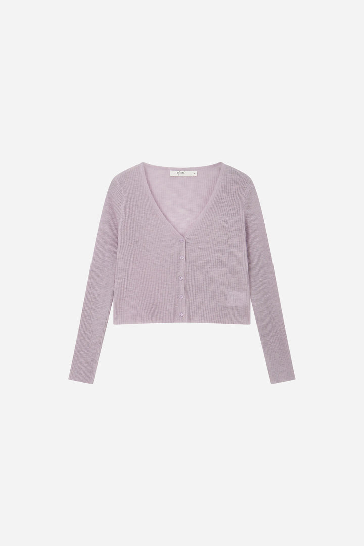 An image of a   11030 Ribbed V-Neck Cardigan by  Mirra Masa