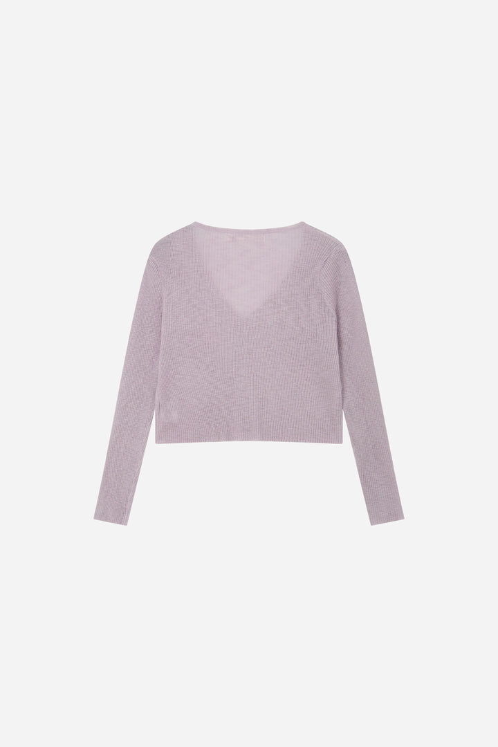 An image of a   11030 Ribbed V-Neck Cardigan by  Mirra Masa
