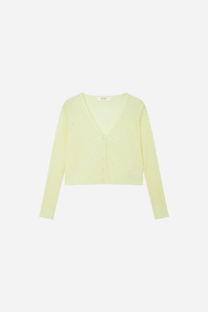 An image of a   11030 Ribbed V-Neck Cardigan by  Mirra Masa