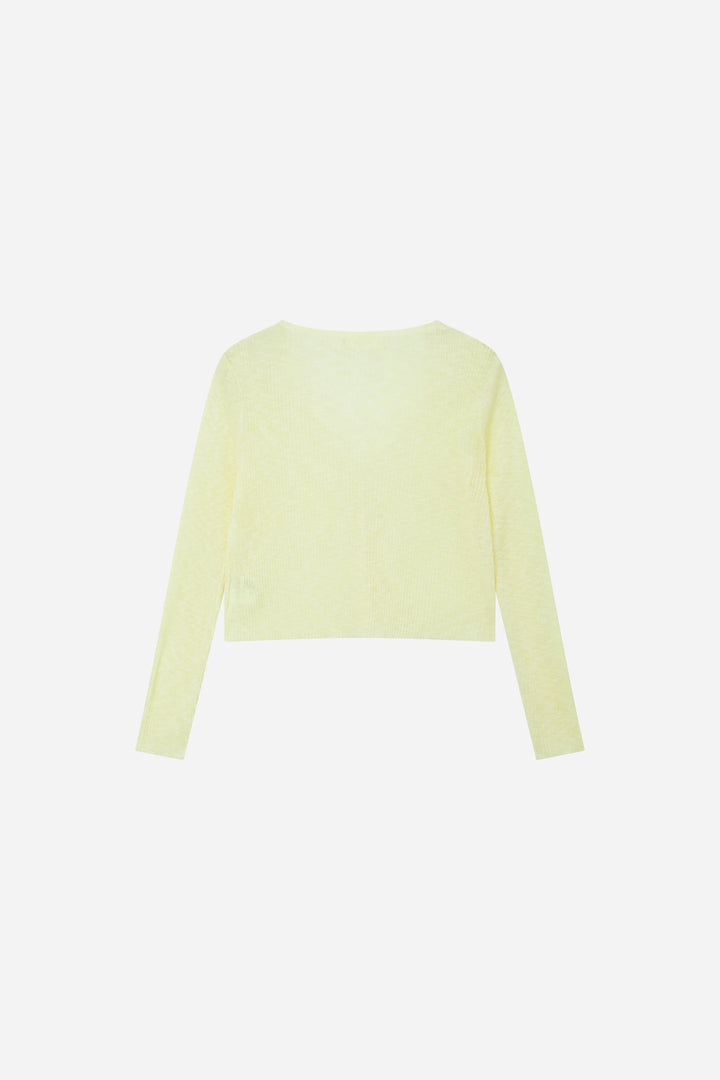 An image of a   11030 Ribbed V-Neck Cardigan by  Mirra Masa