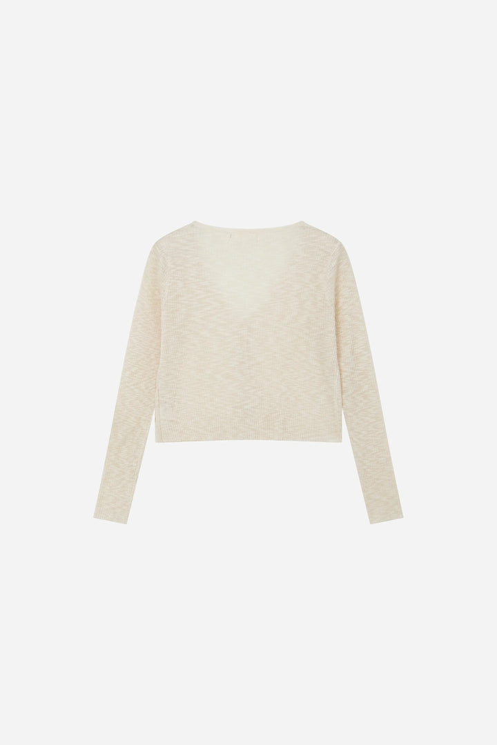 An image of a   11030 Ribbed V-Neck Cardigan by  Mirra Masa