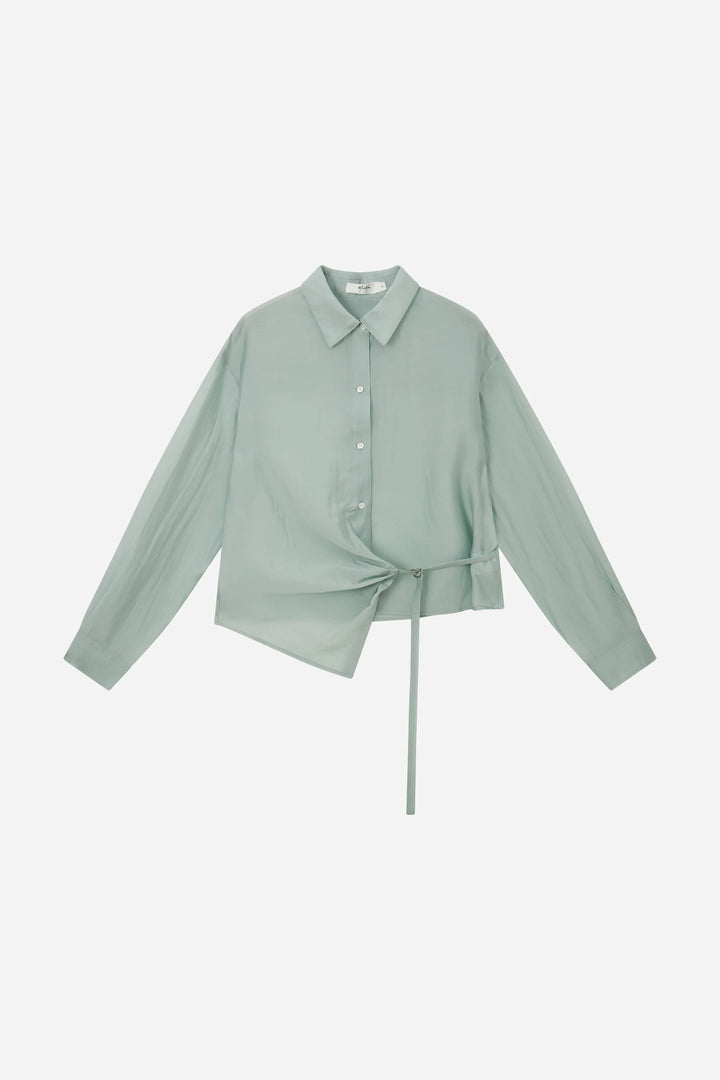 An image of a   11044 Side-Tie Button-Down Shirt by  Mirra Masa