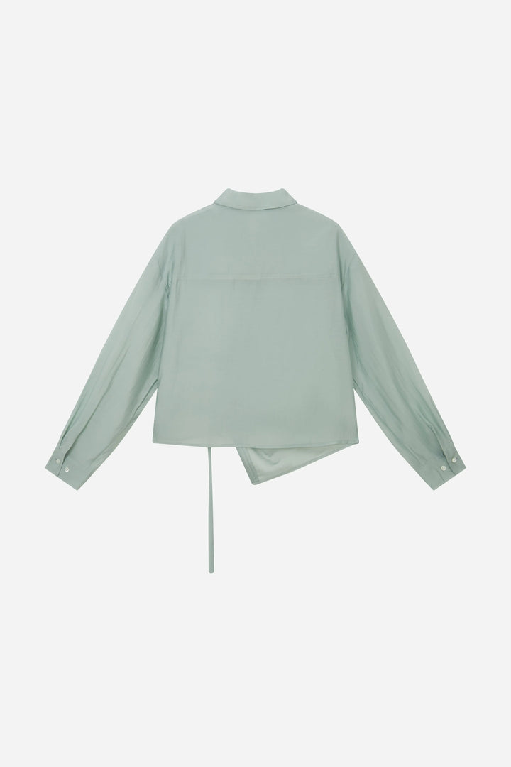 An image of a   11044 Side-Tie Button-Down Shirt by  Mirra Masa
