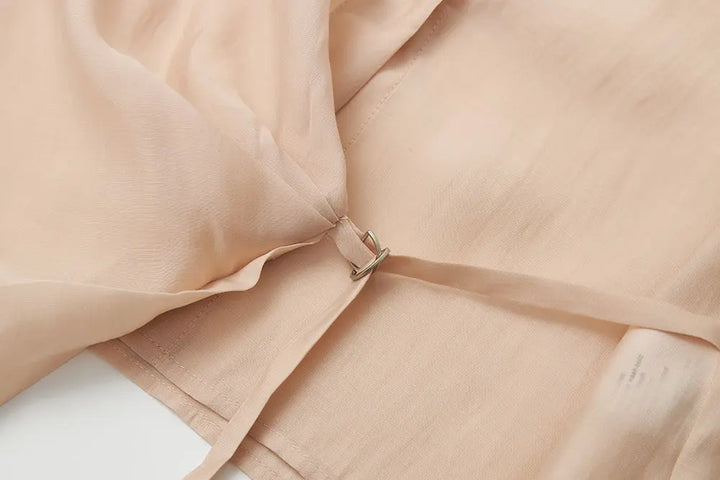 An image of a   11044 Side-Tie Button-Down Shirt by  Mirra Masa