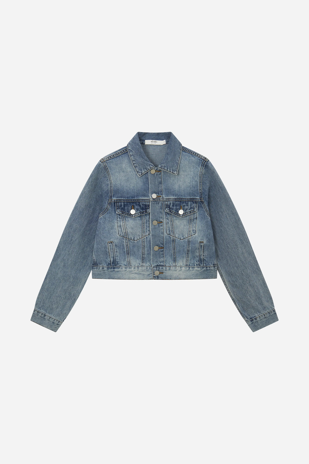 An image of a   11102 Cropped Vintage Wash Denim Jacket by  Mirra Masa