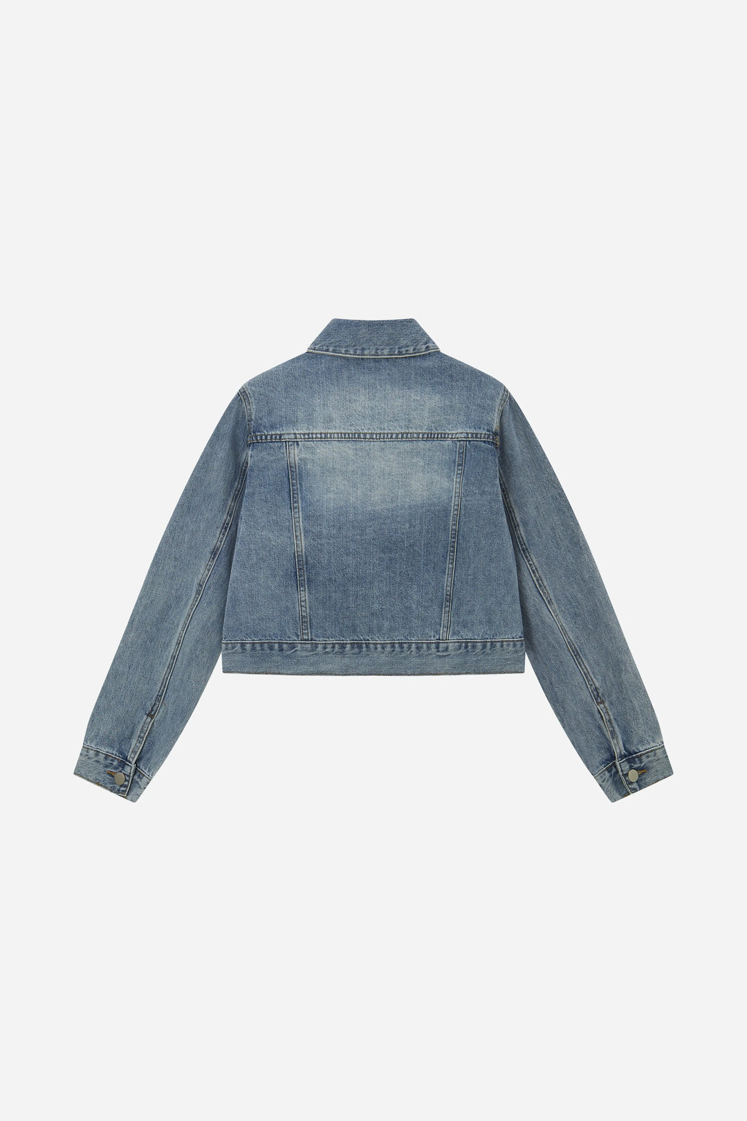 An image of a   11102 Cropped Vintage Wash Denim Jacket by  Mirra Masa