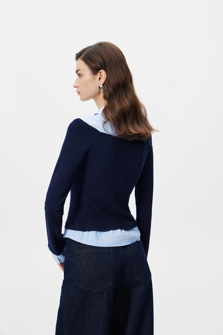 An image of a   11127 Layered Silk Blend Knit Top by  Mirra Masa