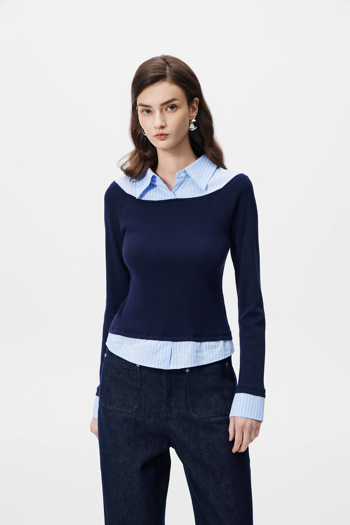 An image of a   11127 Layered Silk Blend Knit Top by  Mirra Masa