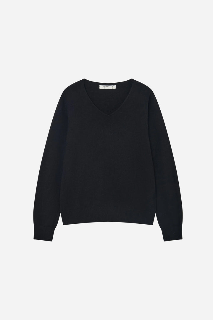 An image of a   11175 Essential Long Sleeve V-Neck Knit Top by  Mirra Masa