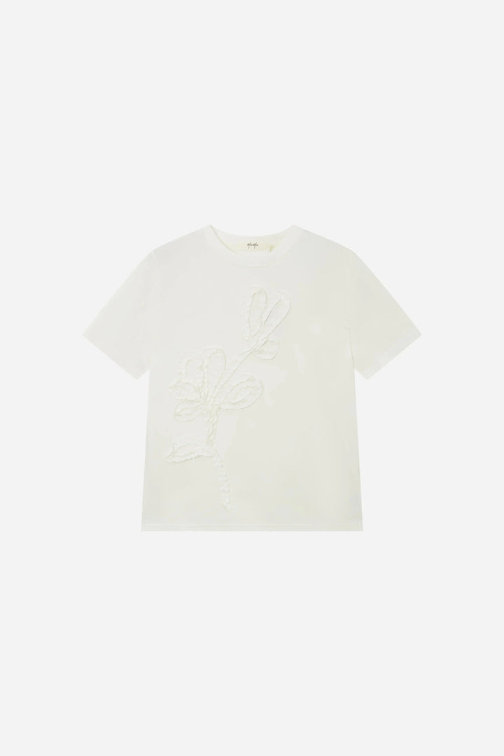 An image of a   11231 Floral Appliqué T-Shirt by  Mirra Masa