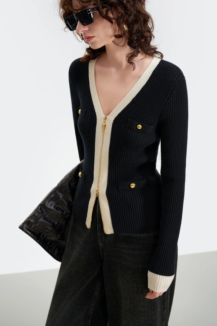 An image of a   11270 Luxe Merino Wool Cardigan by  Mirra Masa