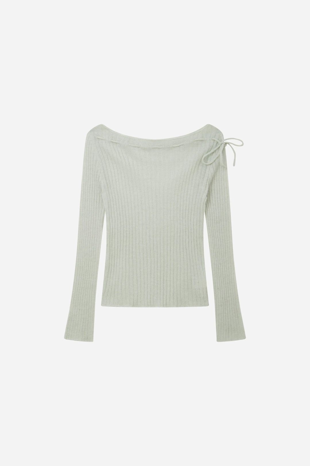An image of a   11280 Ribbed Off-Shoulder Tie Knit by  Mirra Masa