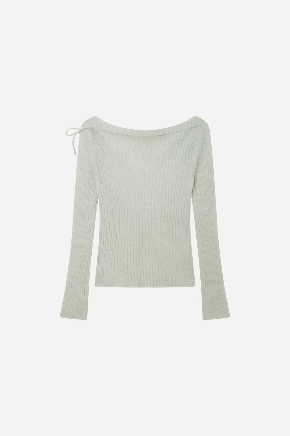 An image of a   11280 Ribbed Off-Shoulder Tie Knit by  Mirra Masa