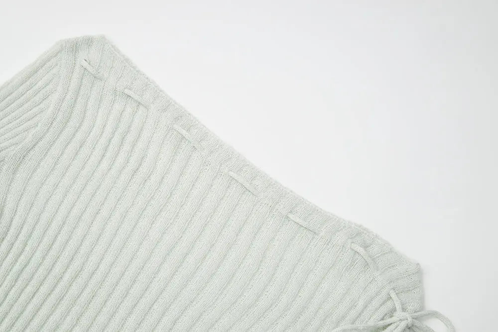 An image of a   11280 Ribbed Off-Shoulder Tie Knit by  Mirra Masa