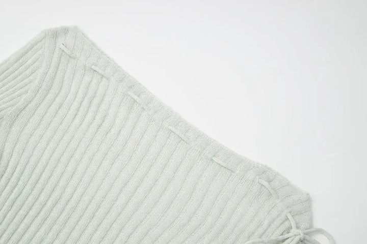 An image of a   11280 Ribbed Off-Shoulder Tie Knit by  Mirra Masa