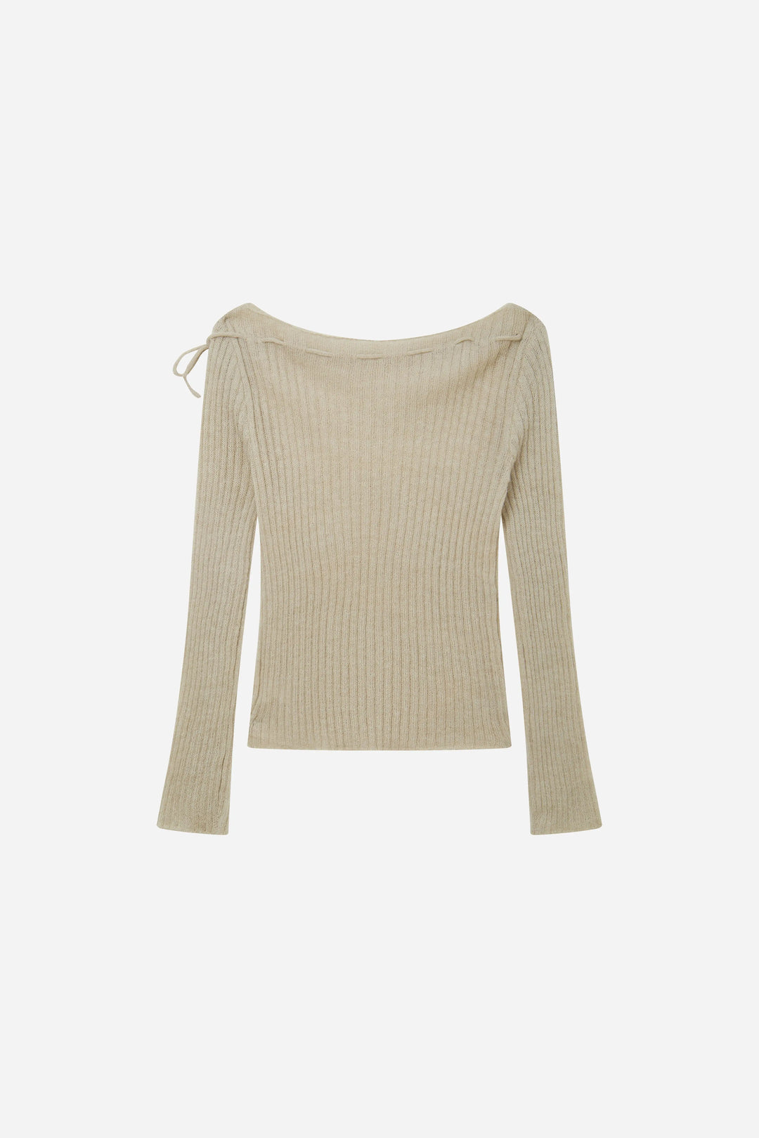 An image of a   11280 Ribbed Off-Shoulder Tie Knit by  Mirra Masa