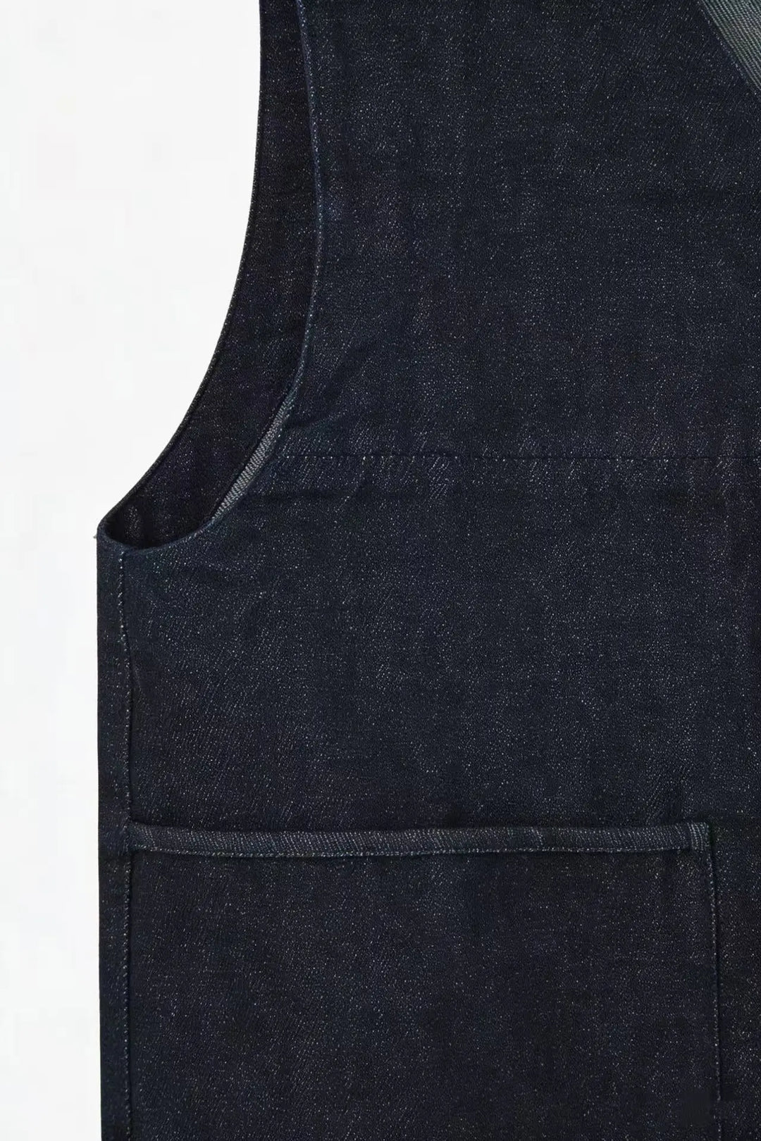 An image of a   11344 Button-Front Denim Vest by  Mirra Masa