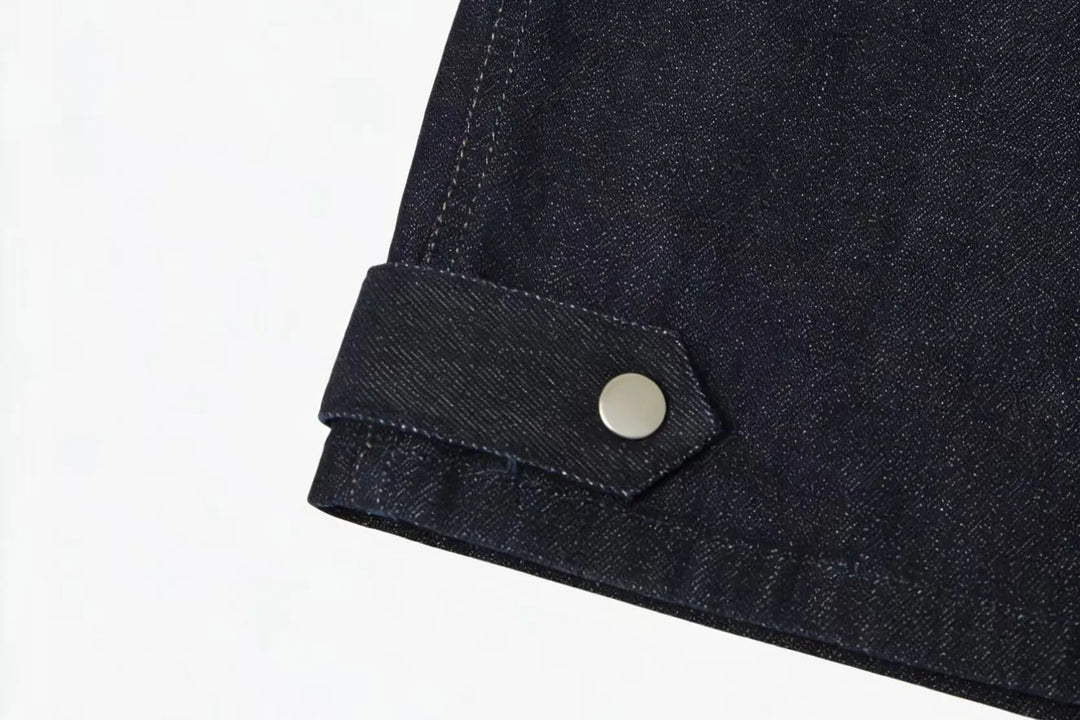 An image of a   11344 Button-Front Denim Vest by  Mirra Masa