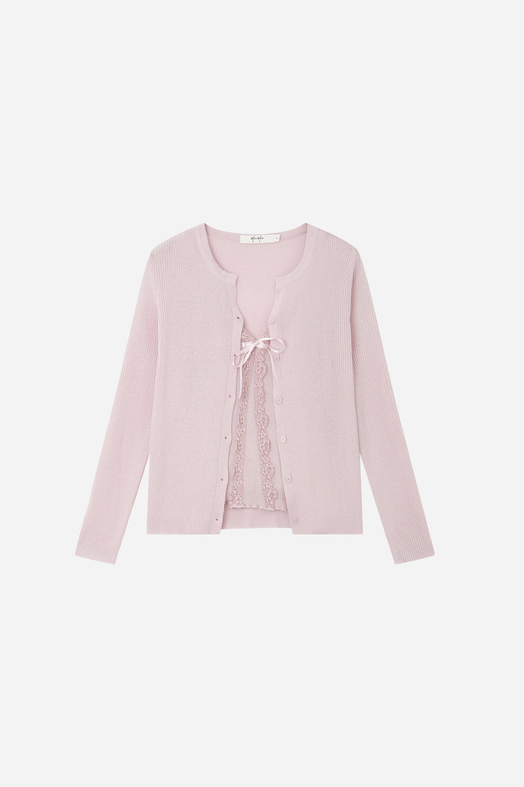 An image of a   11354 Lace-Trim Knit Cardigan Set by  Mirra Masa
