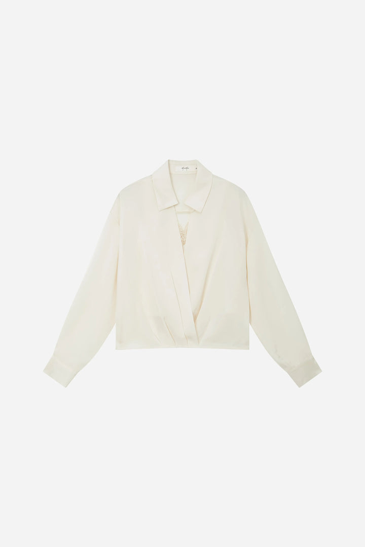 An image of a   11382 Collared Wrap Blouse by  Mirra Masa