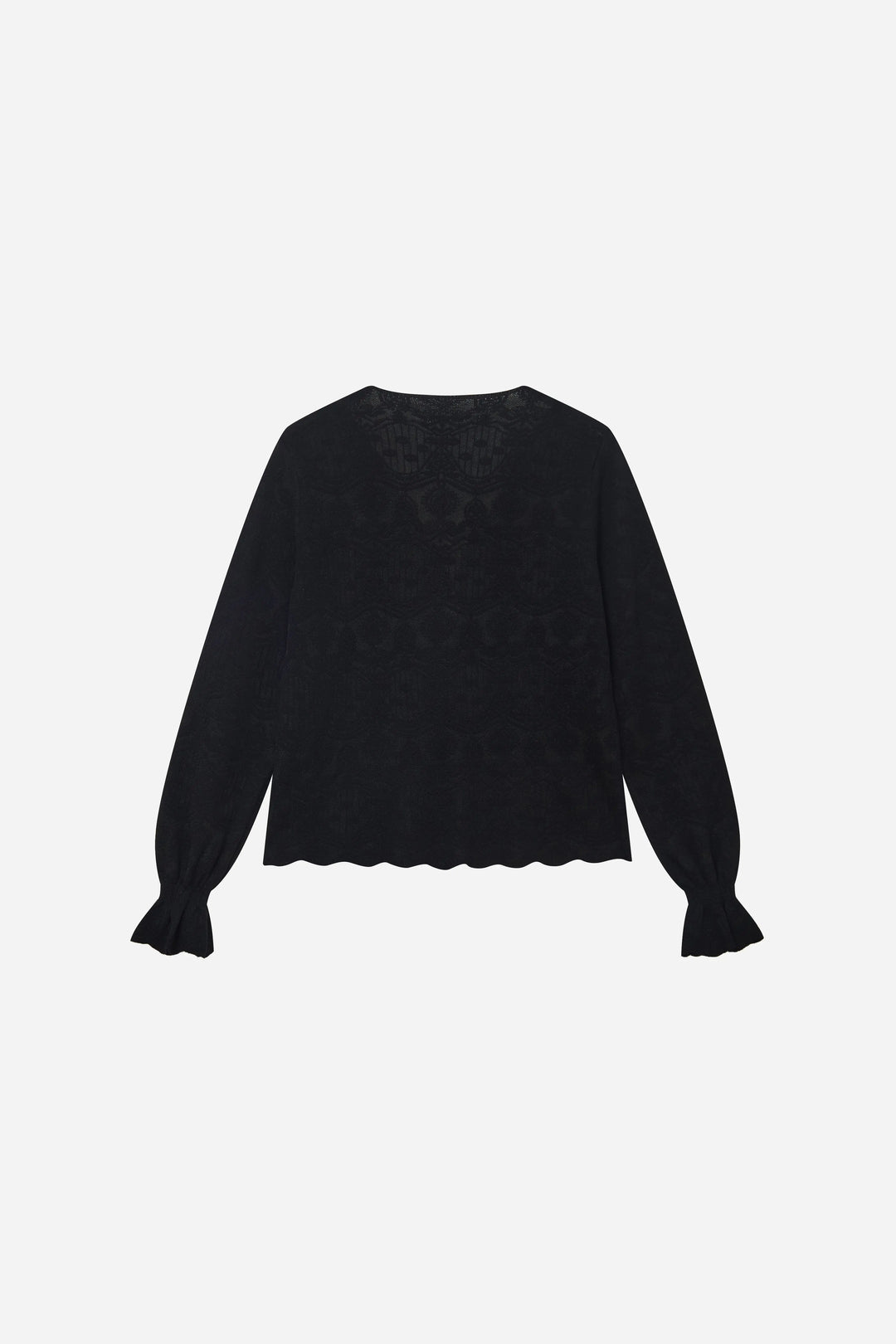 An image of a   11415 Lace Trim V-Neck Lyocell Blouse by  Mirra Masa