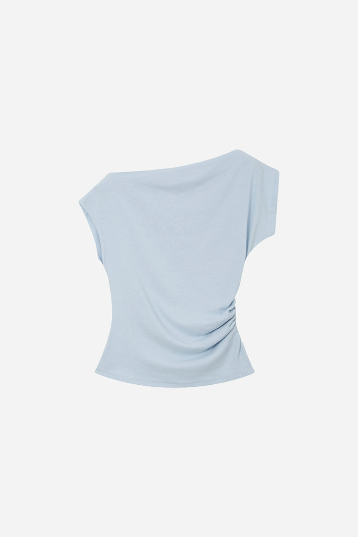 An image of a   11491 Ruched Cap Sleeve Top by  Mirra Masa
