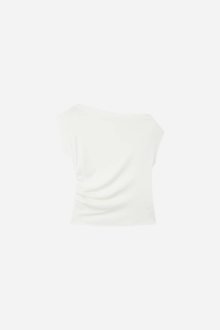 An image of a   11491 Ruched Cap Sleeve Top by  Mirra Masa