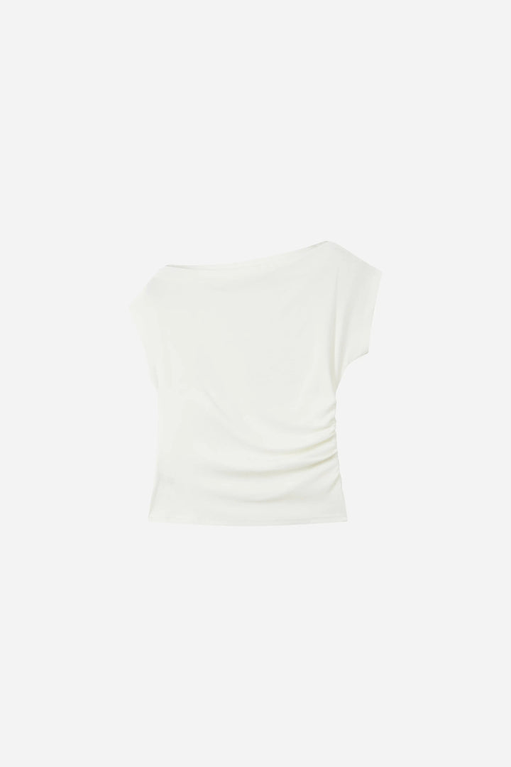 An image of a   11491 Ruched Cap Sleeve Top by  Mirra Masa