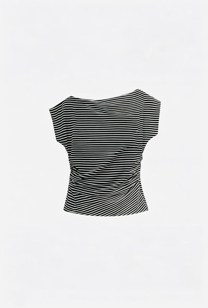 An image of a   11491 Ruched Cap Sleeve Top by  Mirra Masa