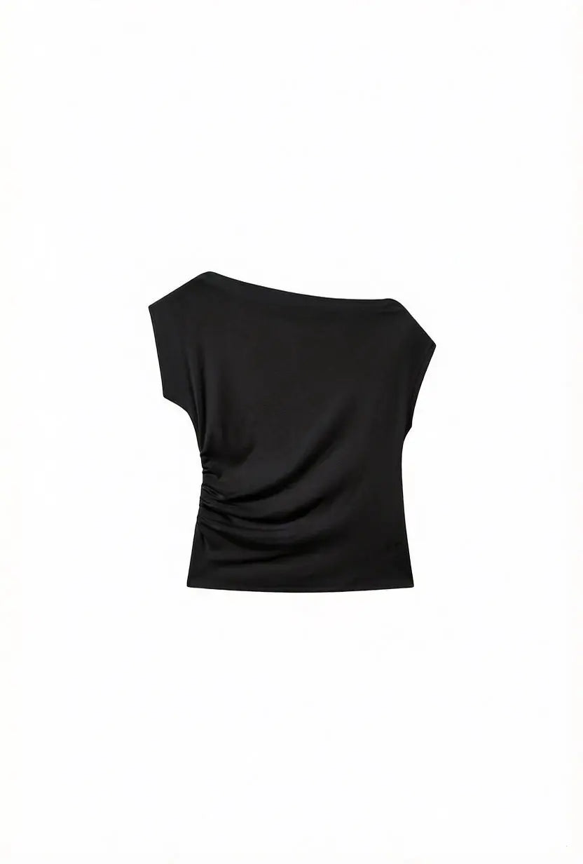 An image of a   11491 Ruched Cap Sleeve Top by  Mirra Masa