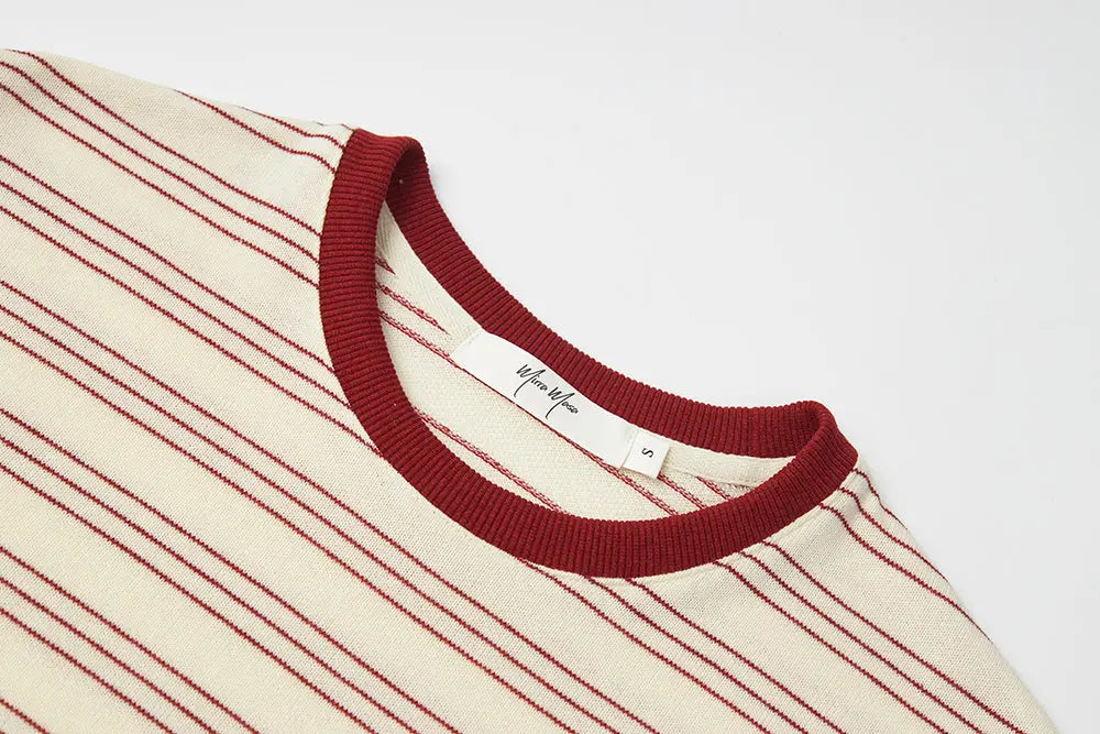 An image of a   11559 Striped Cotton Blend Ringer Tee by  Mirra Masa