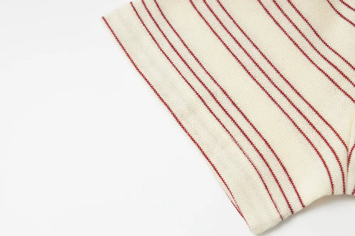 An image of a   11559 Striped Cotton Blend Ringer Tee by  Mirra Masa