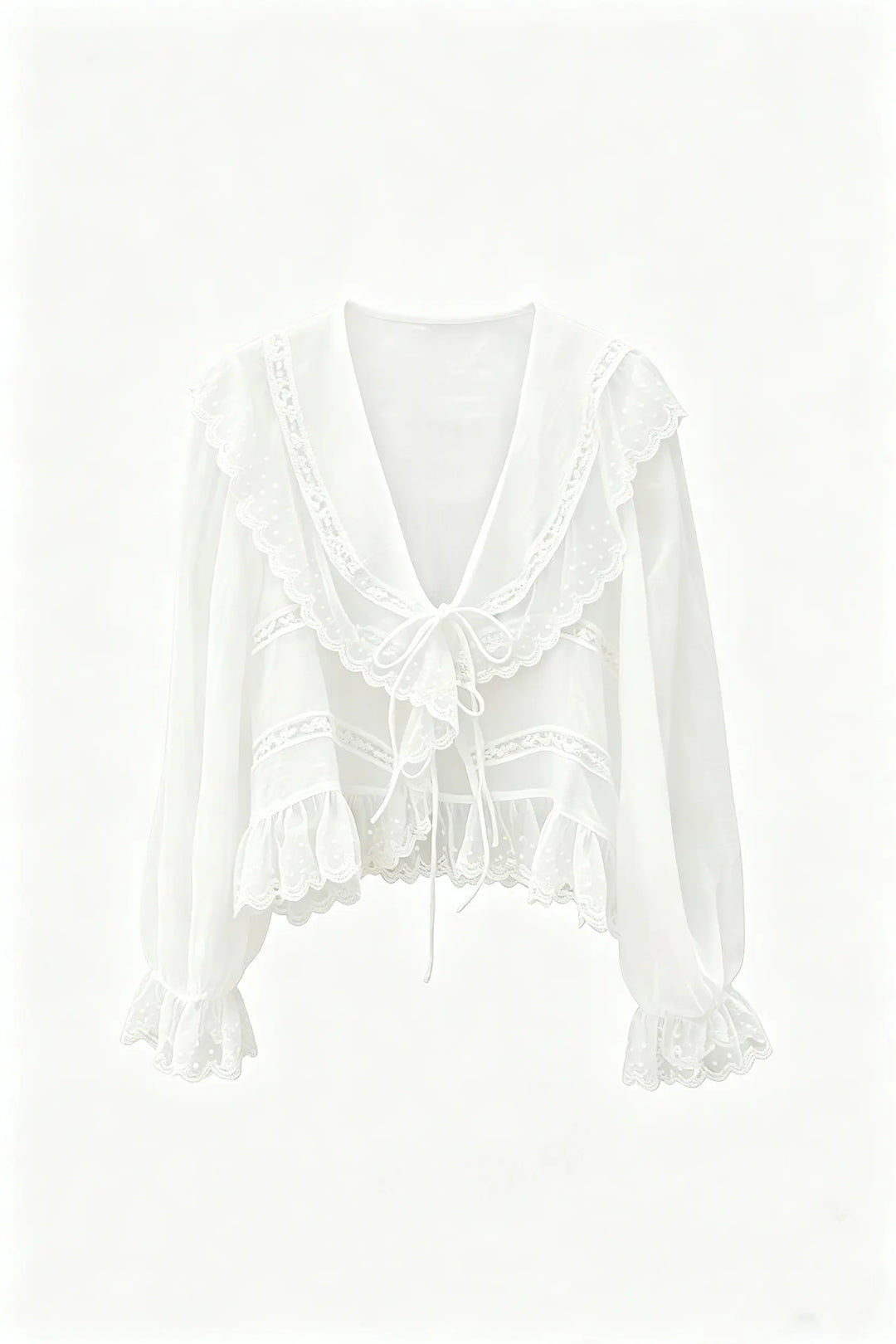An image of a   11597 Lace Trim Blouse by  Mirra Masa