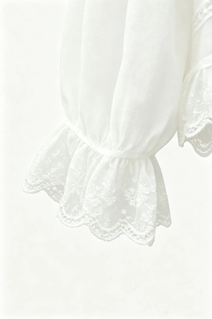 An image of a   11597 Lace Trim Blouse by  Mirra Masa