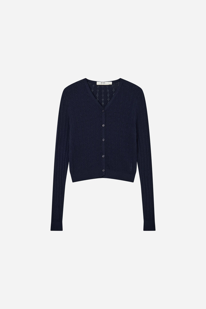 An image of a   11649 Pointelle Knit Cardigan by  Mirra Masa