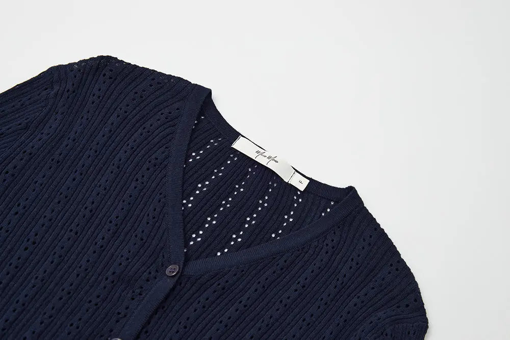 An image of a   11649 Pointelle Knit Cardigan by  Mirra Masa