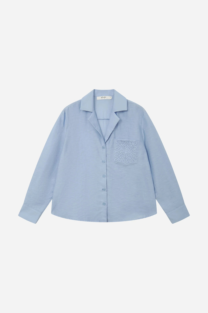 An image of a   11770 Tencel Cotton Blend Embroidered Shirt by  Mirra Masa
